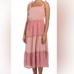 Sincerely Jules Tiered Cottagecore Color Block Midi Dress
